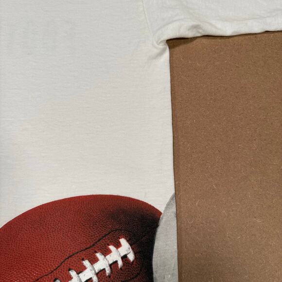 Vintage Football is Life Big Ball Sports All Over Print USA 90s Shirt Sz Large - Picture 6 of 8